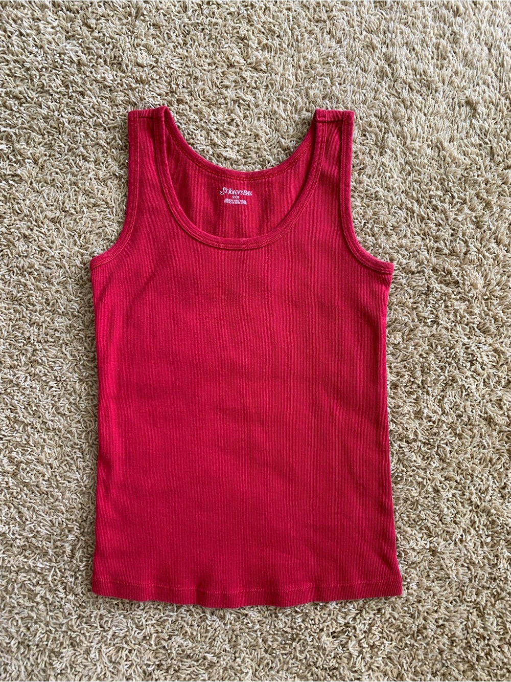 St. John's Bay Women's Bright Red Ribbed Scoop Neck Tank